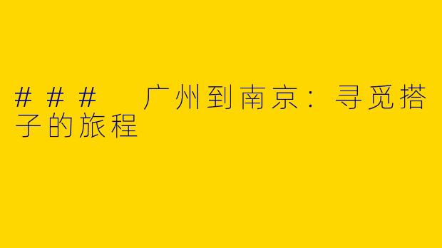 ### 广州到南京：寻觅搭子的旅程