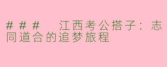 ### 江西考公搭子：志同道合的追梦旅程