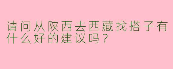 请问从陕西去西藏找搭子有什么好的建议吗?