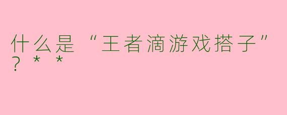 什么是“王者滴游戏搭子”？**