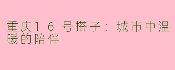 重庆16号搭子:城市中温暖的陪伴