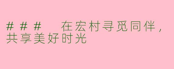### 在宏村寻觅同伴，共享美好时光