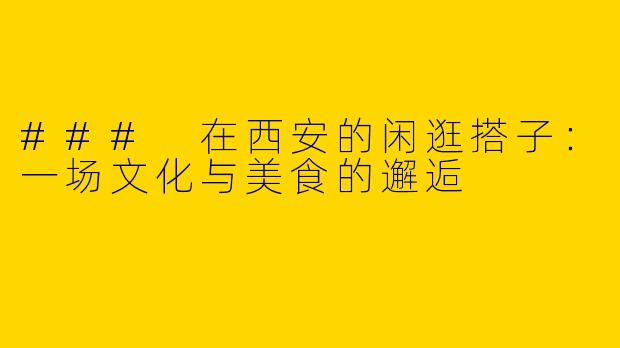 ### 在西安的闲逛搭子:一场文化与美食的邂逅