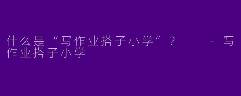 什么是“写作业搭子小学”？  -写作业搭子小学