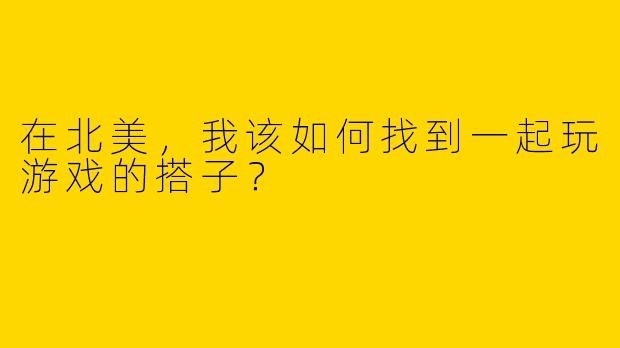 在北美，我该如何找到一起玩游戏的搭子？