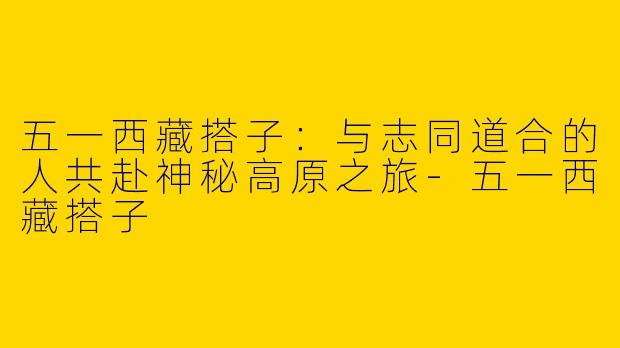 五一西藏搭子：与志同道合的人共赴神秘高原之旅