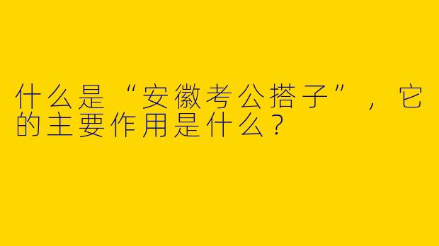 什么是“安徽考公搭子”,它的主要作用是什么?