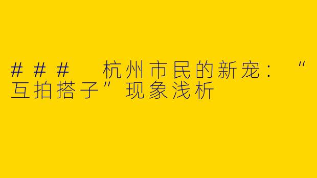 ### 杭州市民的新宠:“互拍搭子”现象浅析