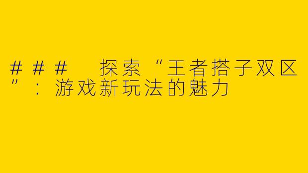 ### 探索“王者搭子双区”：游戏新玩法的魅力