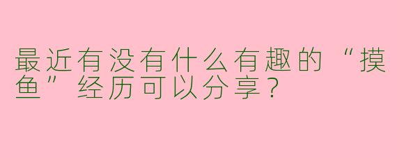 最近有没有什么有趣的“摸鱼”经历可以分享？