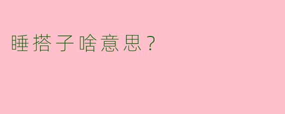 睡搭子啥意思？  