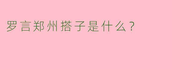 罗言郑州搭子是什么？  