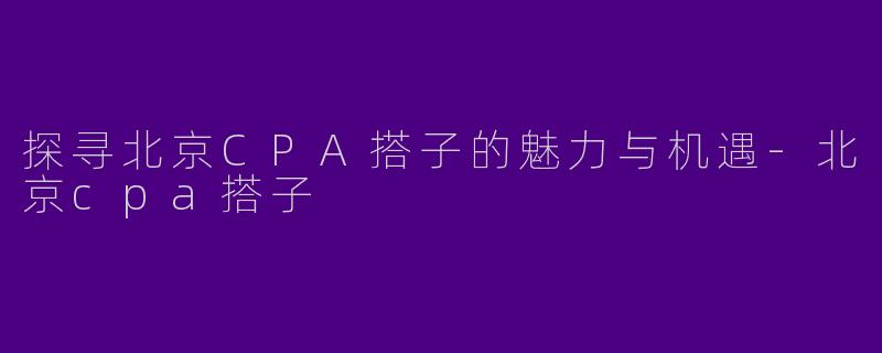 探寻北京CPA搭子的魅力与机遇-北京cpa搭子