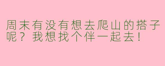 周末有没有想去爬山的搭子呢？我想找个伴一起去！