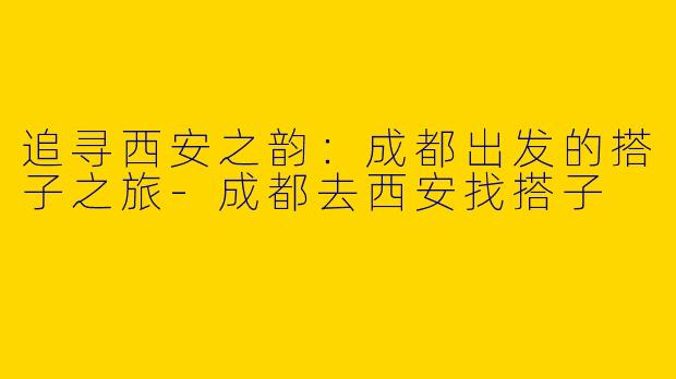 追寻西安之韵：成都出发的搭子之旅-成都去西安找搭子