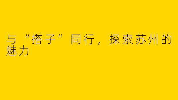 与“搭子”同行，探索苏州的魅力