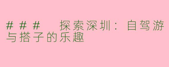 ### 探索深圳：自驾游与搭子的乐趣