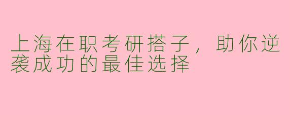 上海在职考研搭子，助你逆袭成功的最佳选择