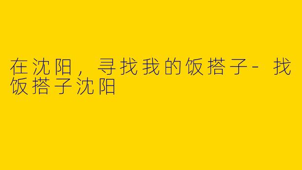 在沈阳，寻找我的饭搭子