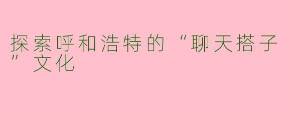 探索呼和浩特的“聊天搭子”文化
