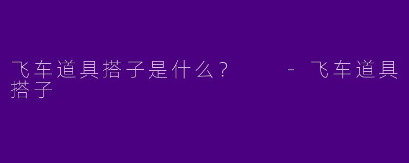 飞车道具搭子是什么?
