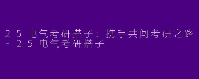 25电气考研搭子：携手共闯考研之路-25电气考研搭子