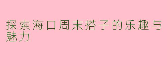 探索海口周末搭子的乐趣与魅力