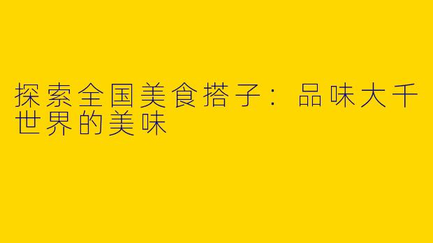 探索全国美食搭子：品味大千世界的美味