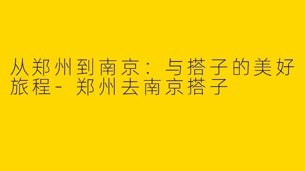 从郑州到南京：与搭子的美好旅程-郑州去南京搭子