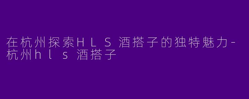 在杭州探索HLS酒搭子的独特魅力-杭州hls酒搭子
