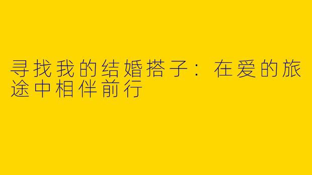寻找我的结婚搭子：在爱的旅途中相伴前行
