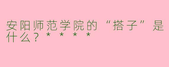 安阳师范学院的“搭子”是什么？****