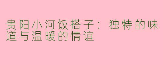 贵阳小河饭搭子：独特的味道与温暖的情谊