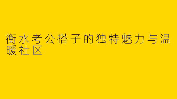 衡水考公搭子的独特魅力与温暖社区
