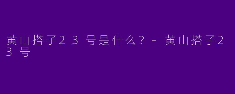黄山搭子23号是什么?