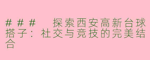 ### 探索西安高新台球搭子：社交与竞技的完美结合