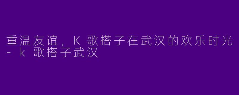 重温友谊，K歌搭子在武汉的欢乐时光-k歌搭子武汉