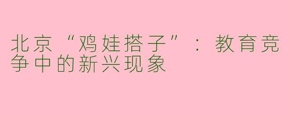 北京“鸡娃搭子”：教育竞争中的新兴现象