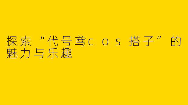 探索“代号鸢cos搭子”的魅力与乐趣