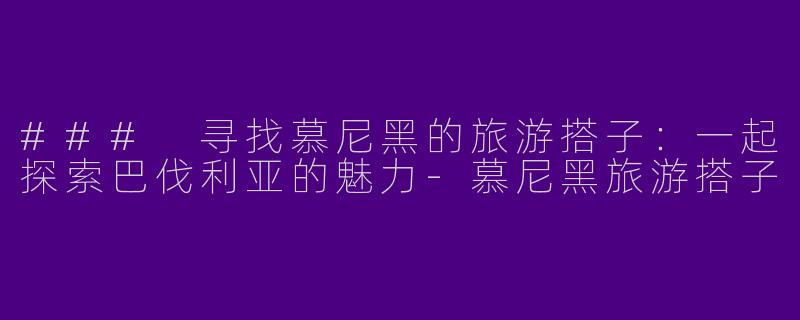 ### 寻找慕尼黑的旅游搭子：一起探索巴伐利亚的魅力