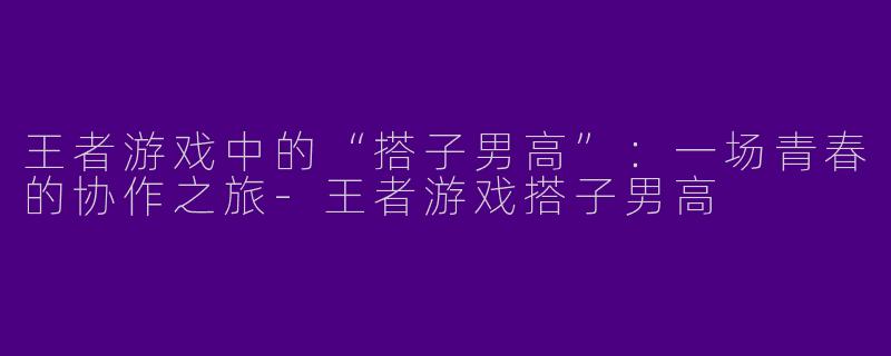 王者游戏中的“搭子男高”：一场青春的协作之旅-王者游戏搭子男高