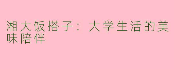 湘大饭搭子：大学生活的美味陪伴