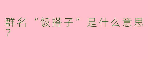 群名“饭搭子”是什么意思？