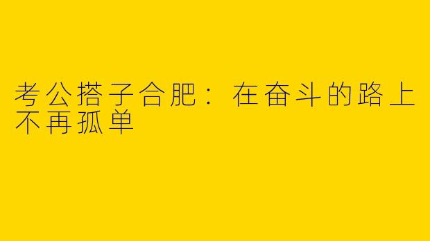 考公搭子合肥：在奋斗的路上不再孤单
