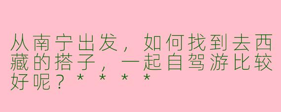 从南宁出发，如何找到去西藏的搭子，一起自驾游比较好呢？****