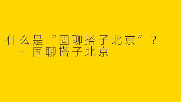 什么是“固聊搭子北京”?