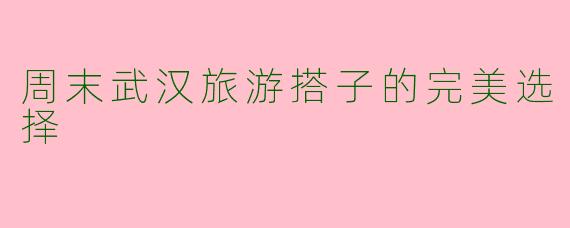 周末武汉旅游搭子的完美选择