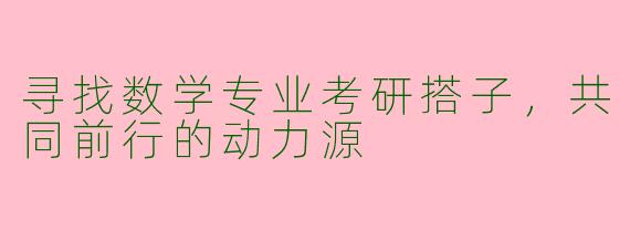 寻找数学专业考研搭子，共同前行的动力源