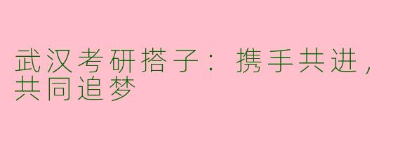 武汉考研搭子：携手共进，共同追梦