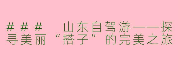 ### 山东自驾游——探寻美丽“搭子”的完美之旅